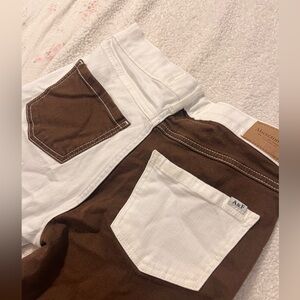 GIRLS A&F brown&white jeans ⭐️Size 13/14